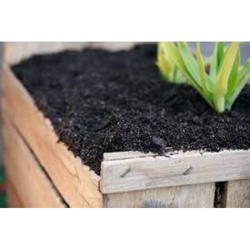 potting mix in a raised garden bed